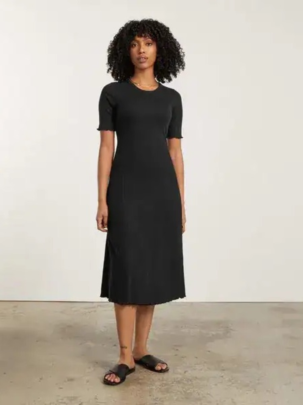 Everlane Black Ribbed Open Back Midi Dress XS